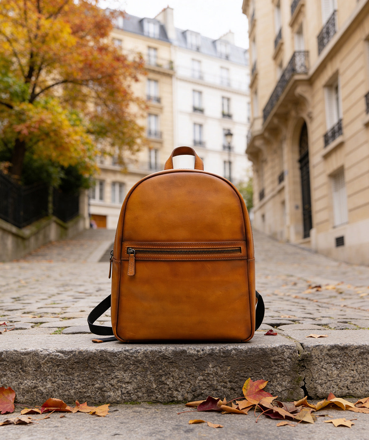 Patinated Gold Leather Backpack