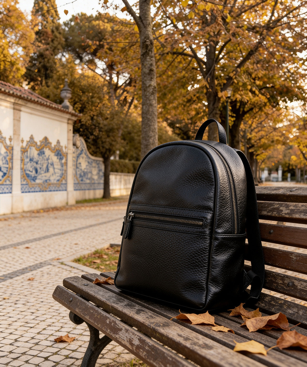 Sac à Dos en Cuir Grainé Noir