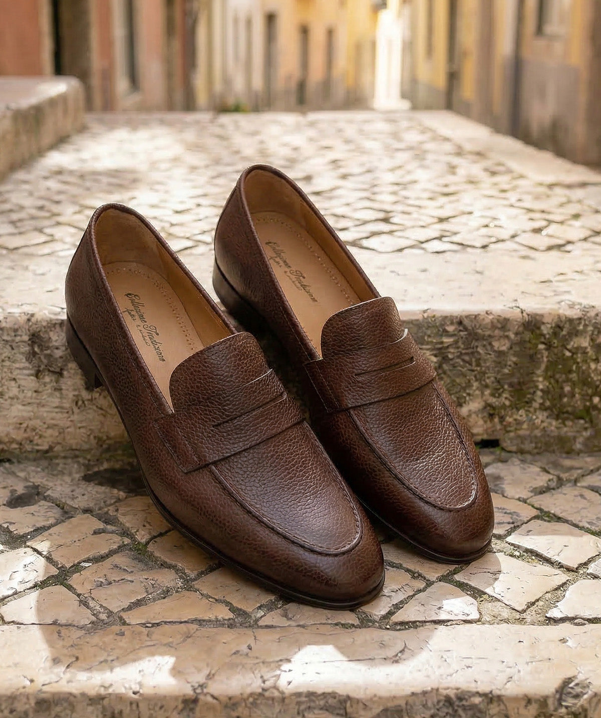 MARKOS Grained Brown Patinated Loafer