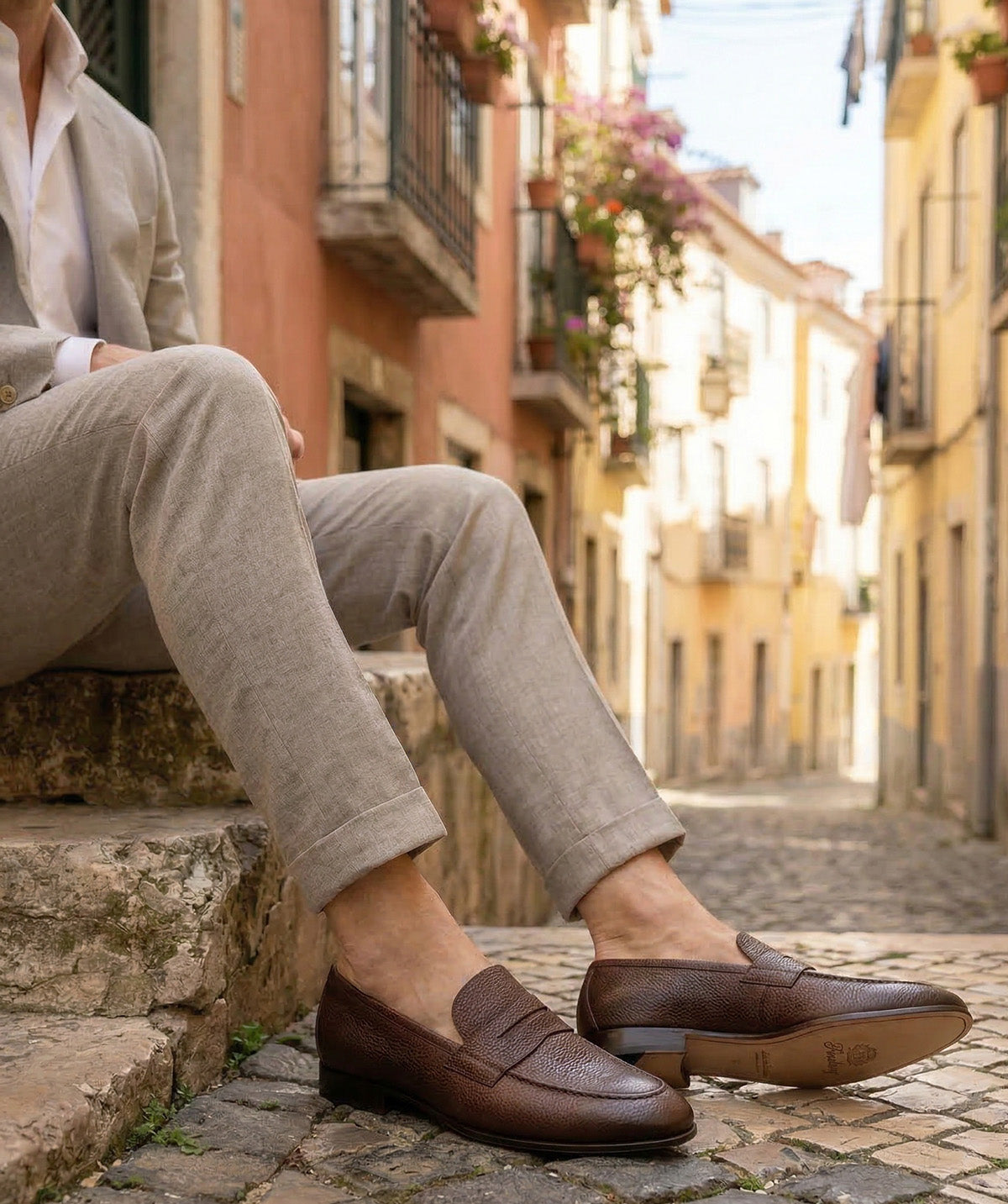 MARKOS Grained Brown Patinated Loafer